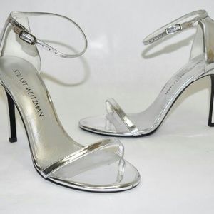 Stuart Weitzman Metallic Silver Nudistsong Sandals